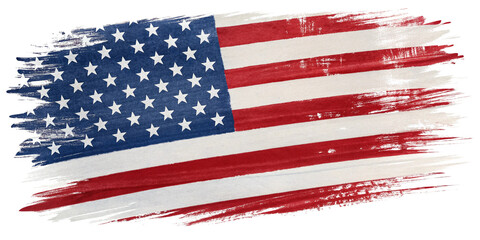 Vintage Style United States Flag with Weathered Paint Brush Pattern