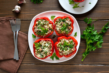 Baked stuffed red bell peppers