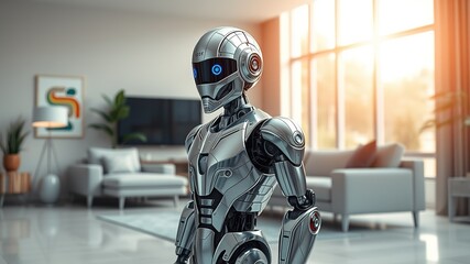 Futuristic Robot in Modern Living Room - AI Art