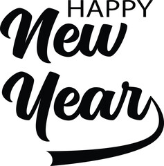 HAPPY NEW YEAR 2025 black vector brush calligraphy banner

