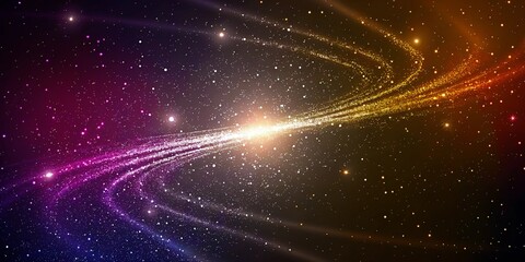 Obraz premium Abstract Colorful Light Waves with Sparkling Particles Creating Dynamic Motion Effect on Dark Background
