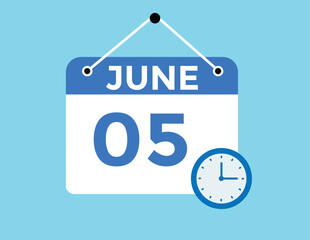 June 5 daily calendar icon - White Background
