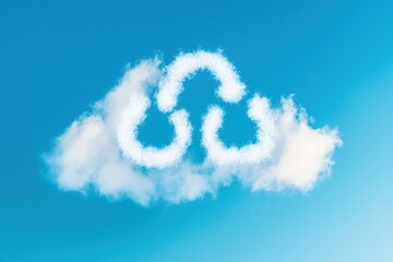Fototapeta premium Creative Cloud Art Representing Recycling Symbol in Blue Sky with Soft Clouds
