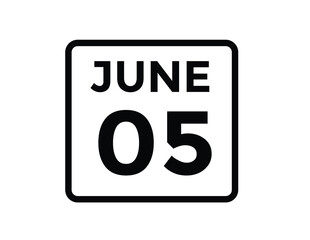 June 5 daily calendar icon - White Background
