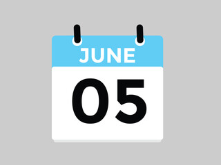 June 5 daily calendar icon - White Background
