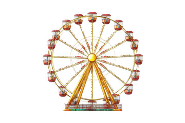 Colorful ferris wheel isolated on transparent background for design