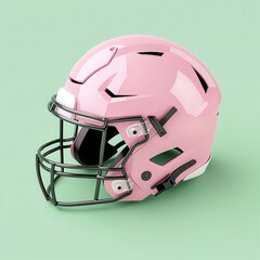 Fototapeta premium Pink American Football Helmet Shiny Glossy Finish Sports Equipment Side View