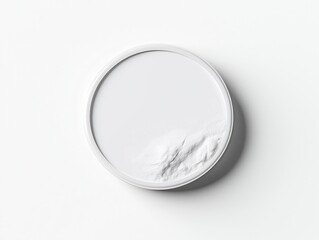 Blank white glossy round button badge. Realistic illustration of 3D object. Empty circle. Clean design template. Suitable for various uses like advertising, business graphic design. Isolated on white