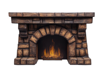 Elegant fireplace design isolated on a transparent background setup