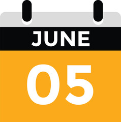 June 5 daily calendar icon - White Background
