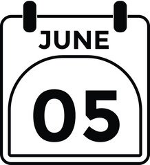 June 5 daily calendar icon - White Background

