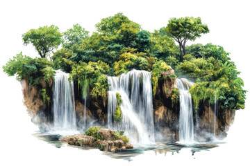 Fototapeta premium Stunning Forest Waterfalls Isolated on transparent Background for Design