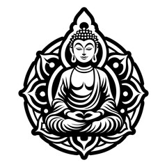 A glyph style icon of buddha tattoo