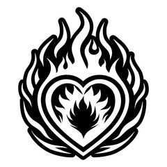 A solid style icon of burning heart tattoo
