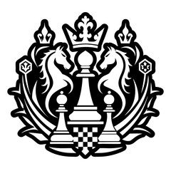 A solid style icon of chess pieces tattoo