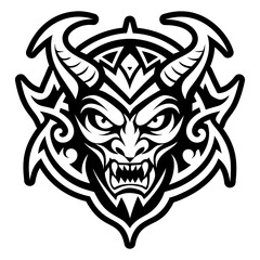 A filled style icon of devil tattoo