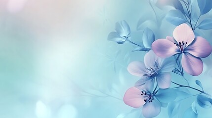 Delicate Pastel Flowers on a Soft Blue Background