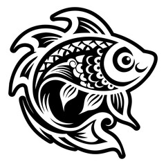 A filled style icon of fish tattoo
