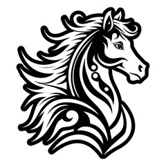 A glyph style icon of horse tattoo