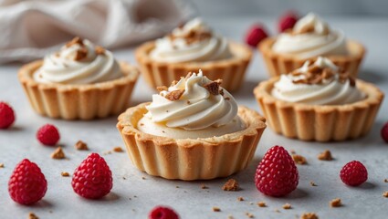 Delicious cream filled tartlets ready for presentation