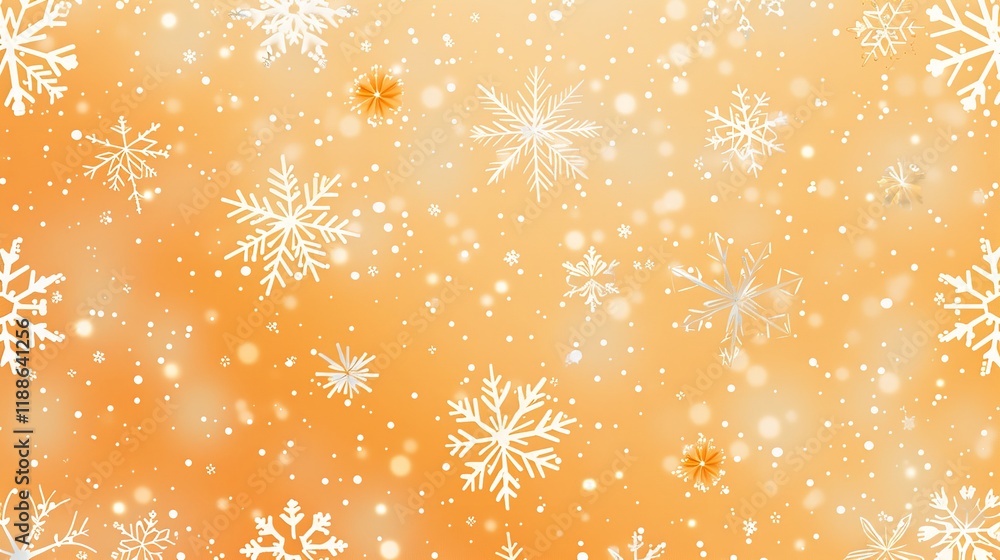 Poster golden snowflakes are displayed in close-up on a yellow background that is studio-clean with enough 