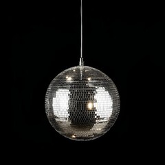Obraz premium Shiny Disco Ball Reflecting Light on Black Background - Retro Party Vibes, Nightclub Decor, and Dance Floor Atmosphere