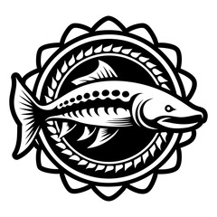 A filled style icon of sturgeon tattoo