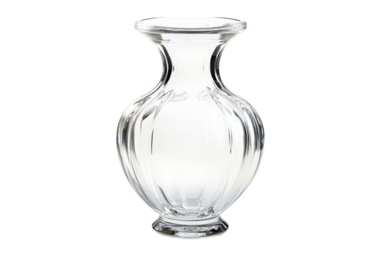 Elegant glass vase isolated on transparent background for decor ideas