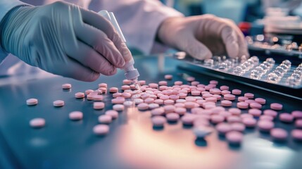 Fototapeta premium Pharmaceutical Manufacturing: Precision and Care in Pill Production
