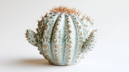 Showcasing torch cactus in pearl glazed ceramic indoor home decor high fidelity gigapixel image