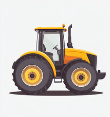 Obraz premium Modern Farming Tractor Illustration in Flat Design Style - Bright and Professional Vector Artwork for Agricultural Themes
