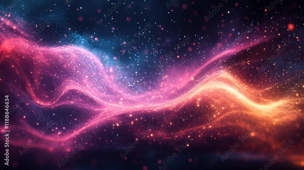 Aufkleber ethereal cosmic waves of color and light abstract galaxy nebula stars and dust particles create a su