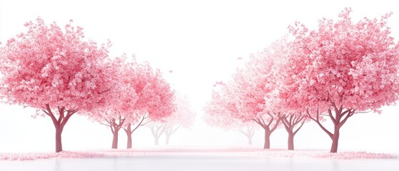 High fidelity aerial view of japan's captivating cherry blossom bloom in a serene setting