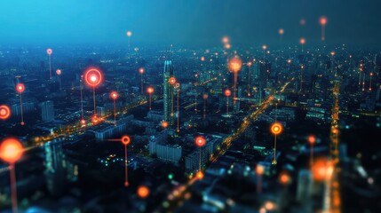 Fototapeta premium Implementing wireless mesh networks and hovering pods for urban gigapixel connectivity