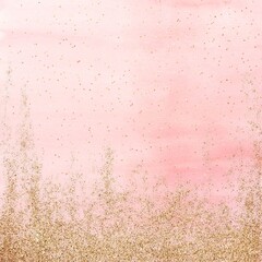 Sparkle Glitters Ombre on Watercolor Paper, Gold and Peach, Watercolor Texture