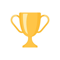 Shiny golden trophy cup icon symbolizing success, achievement, and excellence. Ideal for awards, competitions, sports events, and victory celebrations. Flat vector illustration on a white background.