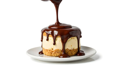 chocolate background abstract liquid pouring from top cake