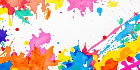 Obraz premium Colorful paint splashes in a vibrant abstract background, concept, creativity, colorful