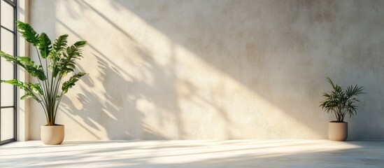 Sunlit Sanctuary Minimalist Indoor Greenery in Peaceful Living Space  A serene elegant and calming scene with potted plants and natural lighting