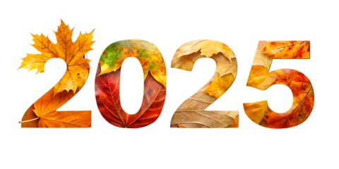 autumn 2025 text effect isolated on white background. Transparent PNG