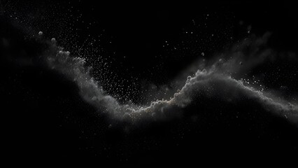 Natural Organic Dust Particles Floating On Black Background. Generative AI