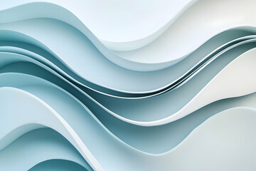 Obraz premium Abstract light blue and white wave pattern with gradient transitions and smooth curves
