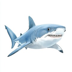 Fototapeta premium Shark Illustration Swimming in Ocean with Bright Colors and Friendly Expression