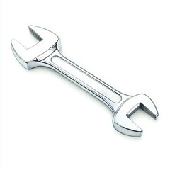Chrome Adjustable Wrench on White Background for Tool and Repair Applications