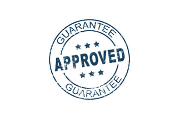 Rubber blue stamping that says 'Approved'. Quality seal concept. Premium quality. PNG transparent...