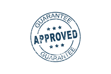 Rubber blue stamping that says 'Approved'. Quality seal concept. Premium quality. PNG transparent background.