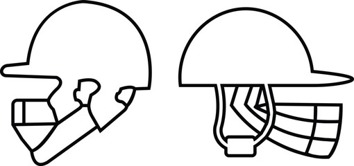 Obraz premium Cricket helmet icon set. Cricket game vector collection isolated on transparent background. cricket tournament man protection elements template. vintage for clubs and team. Sports sign for web app