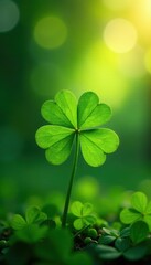 Four-leaf clover bokeh, heart-shaped lens flare, romance, valentines