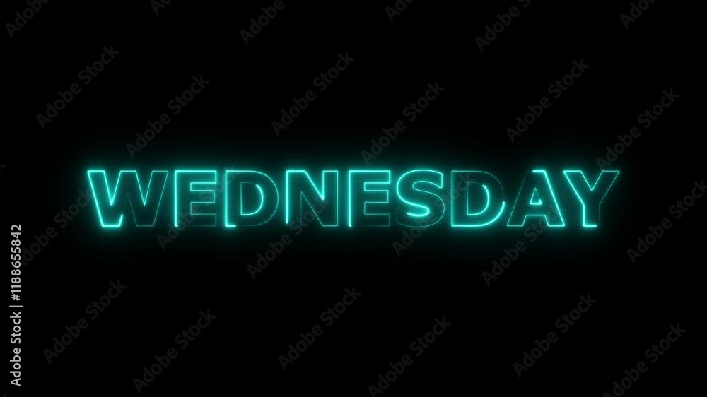 Poster abstract glowing text day wednesday light neon effect background.day of week with transparent backgr
