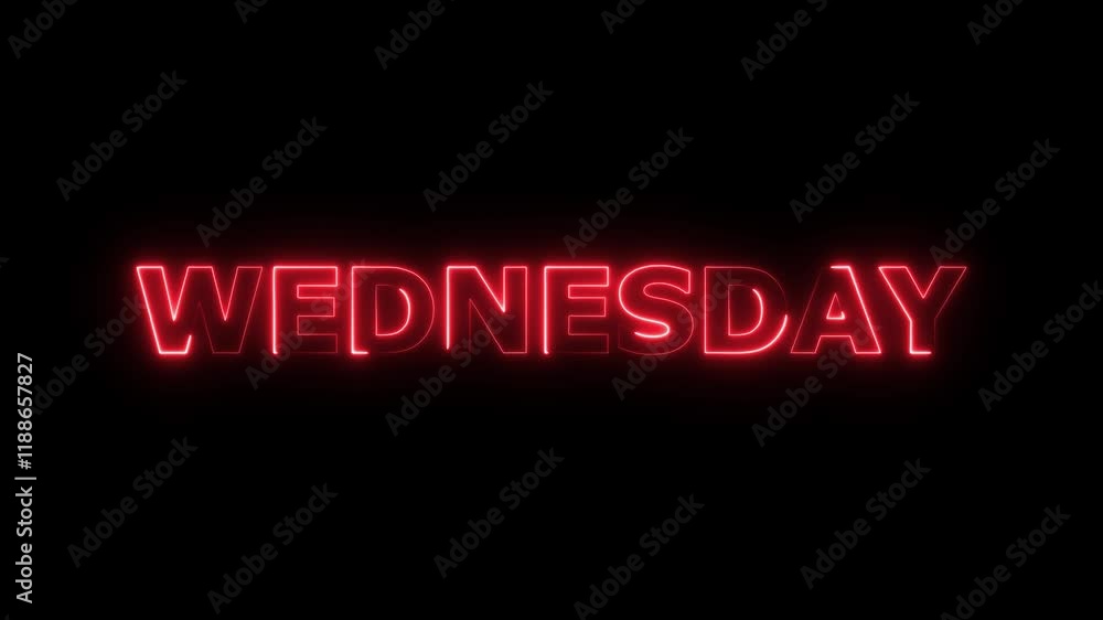 Poster abstract glowing text day wednesday light neon effect background.day of week with transparent backgr